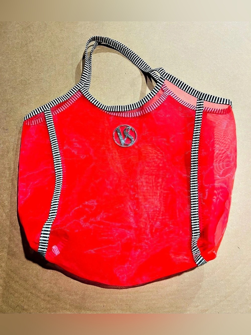 Victoria's Secret Mesh Beach Tote Bag Red & Black
